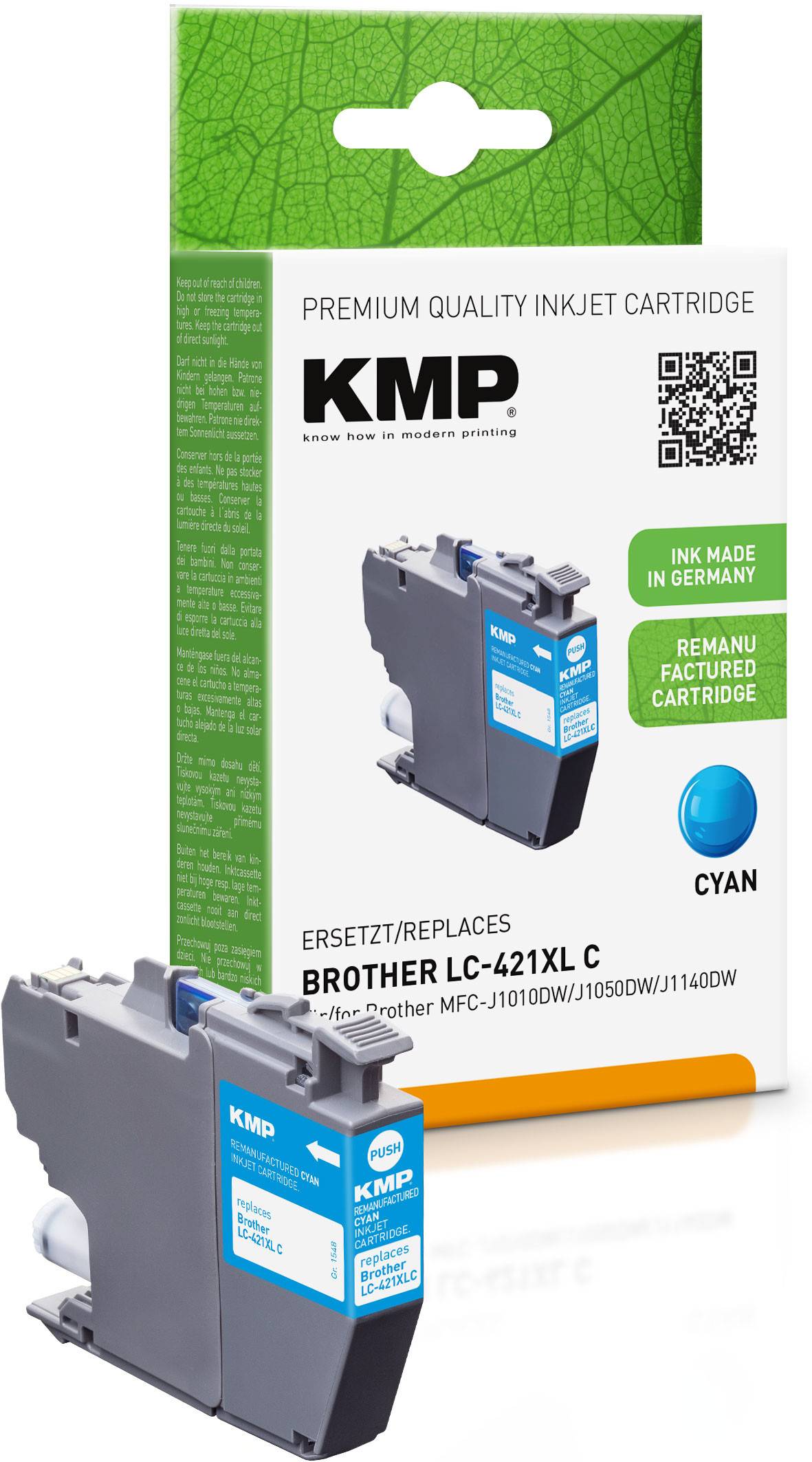 KMP-cartridge Brother MFC-J1010DW LC421XLC cyaan 500S. 7ml gereviseerd-0