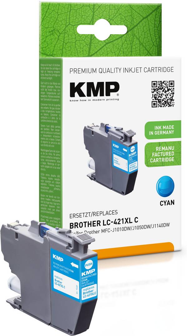 KMP-cartridge Brother MFC-J1010DW LC421XLC cyaan 500S. 7ml gereviseerd