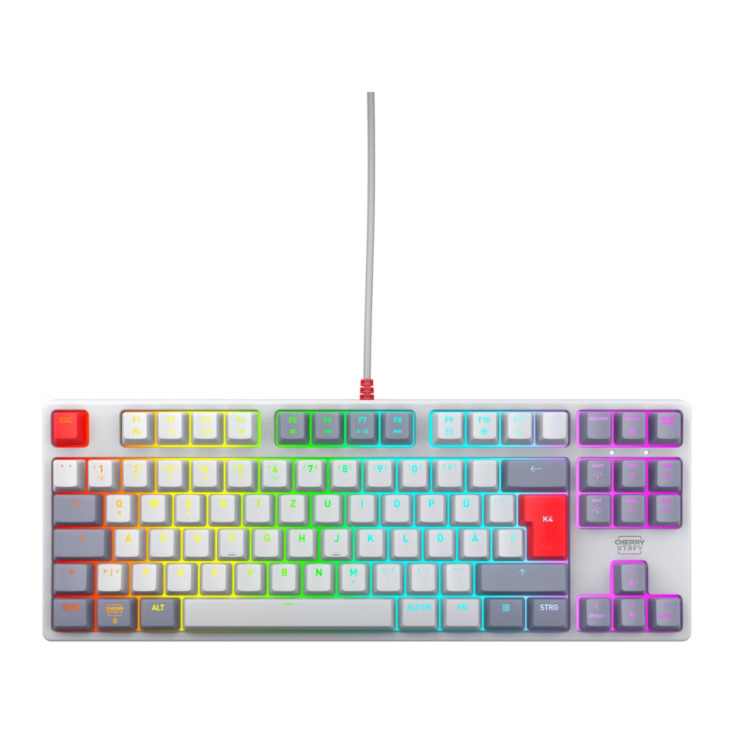 CHERRY K4V2 TKL toetsenbord Gaming USB QWERTZ Duits Grijs, Licht Grijs, Rood-1