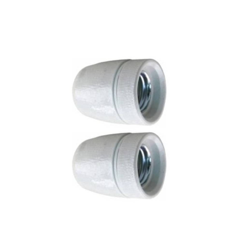 Lamphouder porselein - M10 - E27 - Wit - Per 2 stuks-0