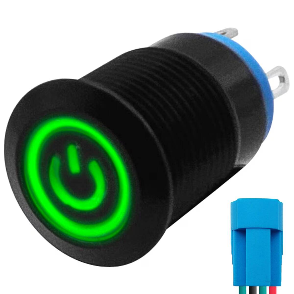 ProRide Metalen Drukschakelaar 220V ON-OFF - 12mm - Aan/uit schakelaar met Aansluitkabel - Spatwaterdicht - LED-0