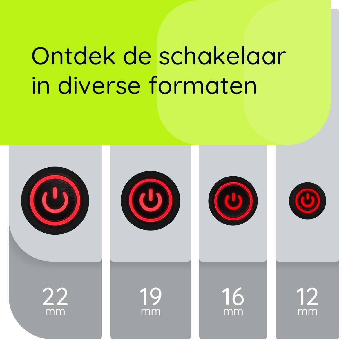 ProRide Metalen Drukschakelaar 220V ON-OFF - 12mm - Aan/uit schakelaar met Aansluitkabel - Spatwaterdicht - LED-2