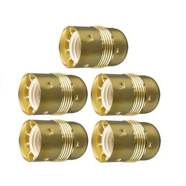 Lamphouder - Glad - E27 - Messing - Per 5 stuks