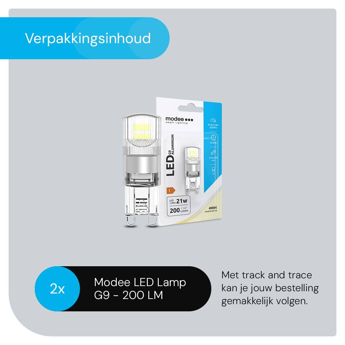 Modee LED Lamp G9 - 1.9W 4000K 200 LM 230V - LED Lamp insteek - Wit Licht - 2 stuks-4
