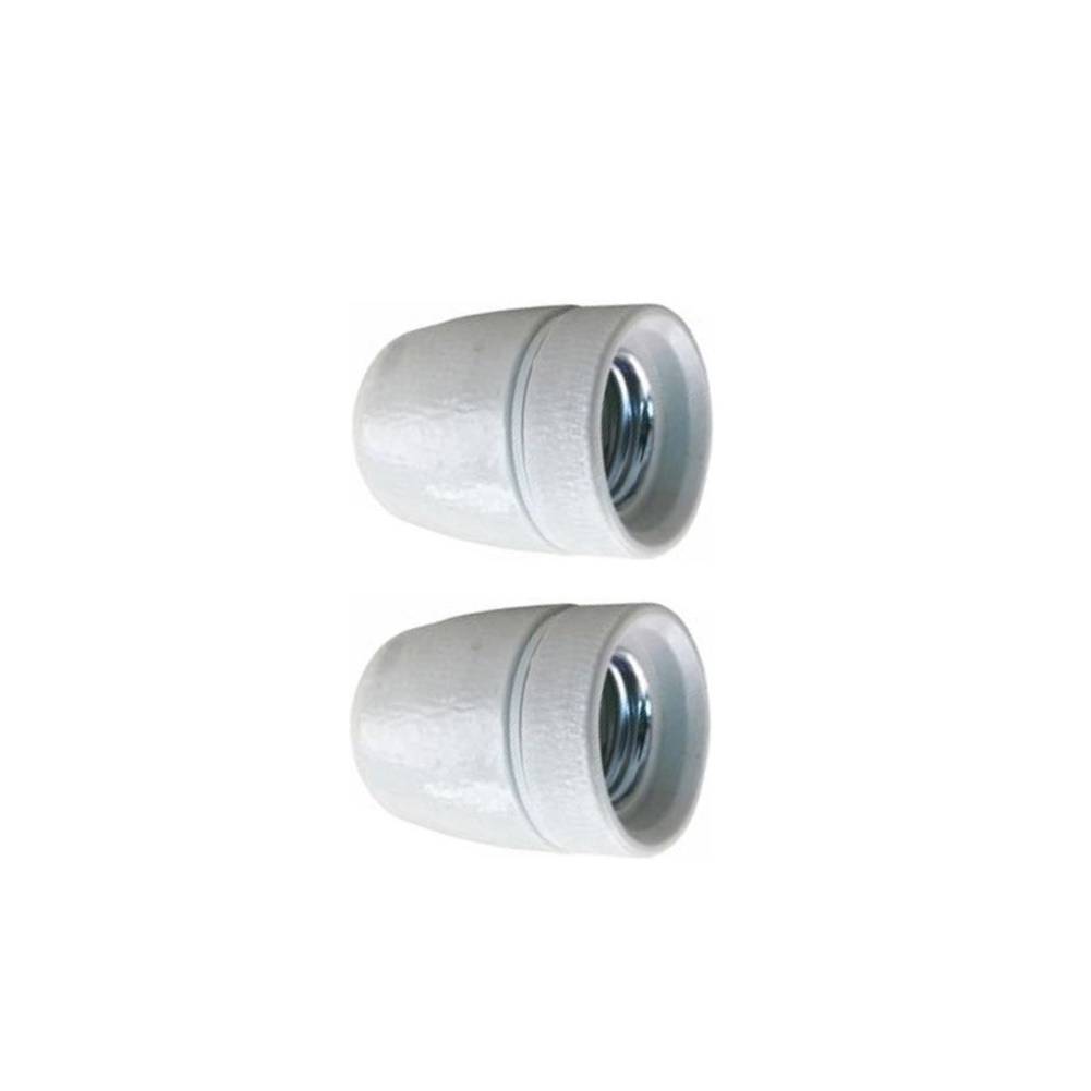 Lamphouder porselein - 3/8 - E27 - Wit - Per 2 stuks-0