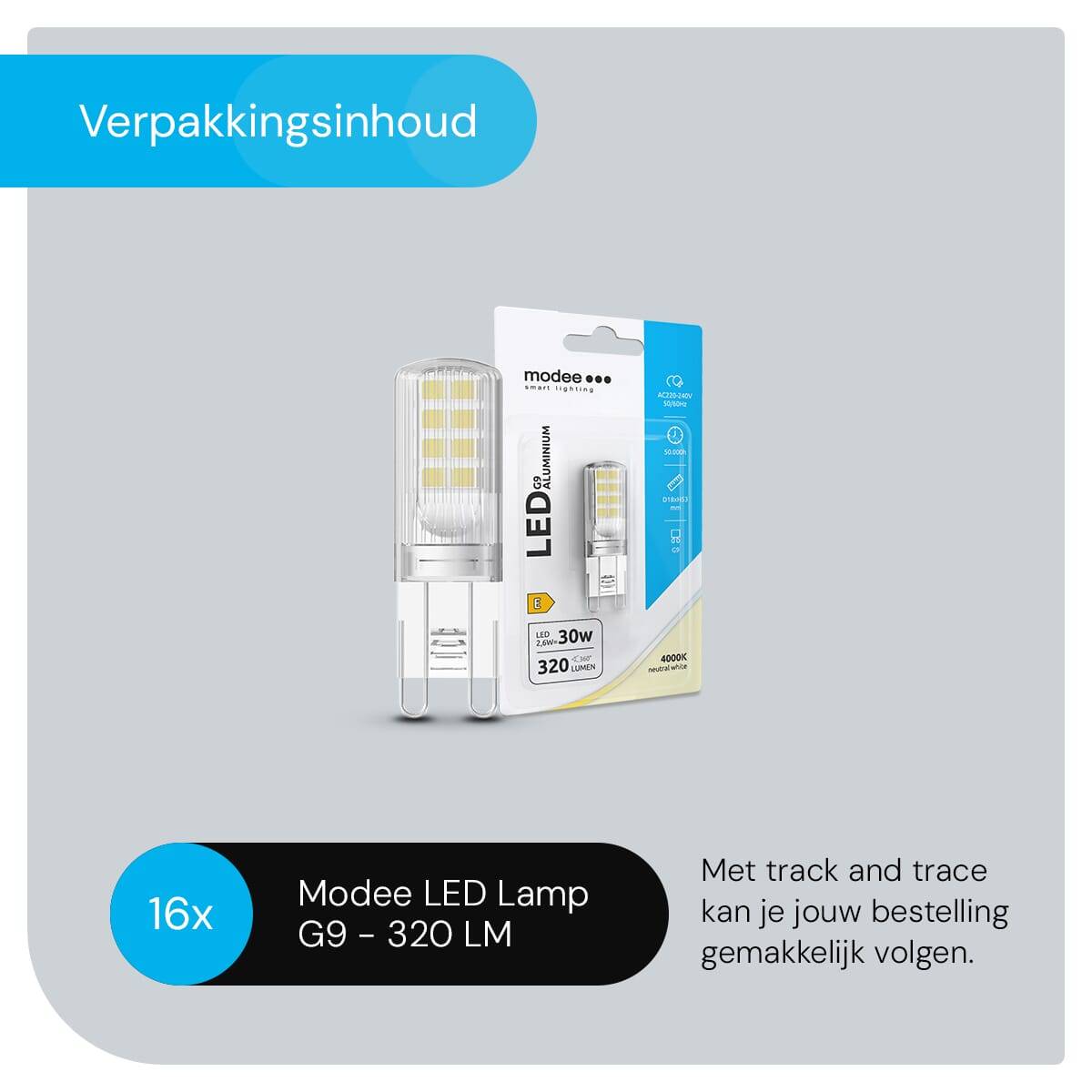Modee LED Lamp G9 - 2.6W 4000K 320 LM 230V - LED Lamp insteek - Wit Licht - 16 stuks-4