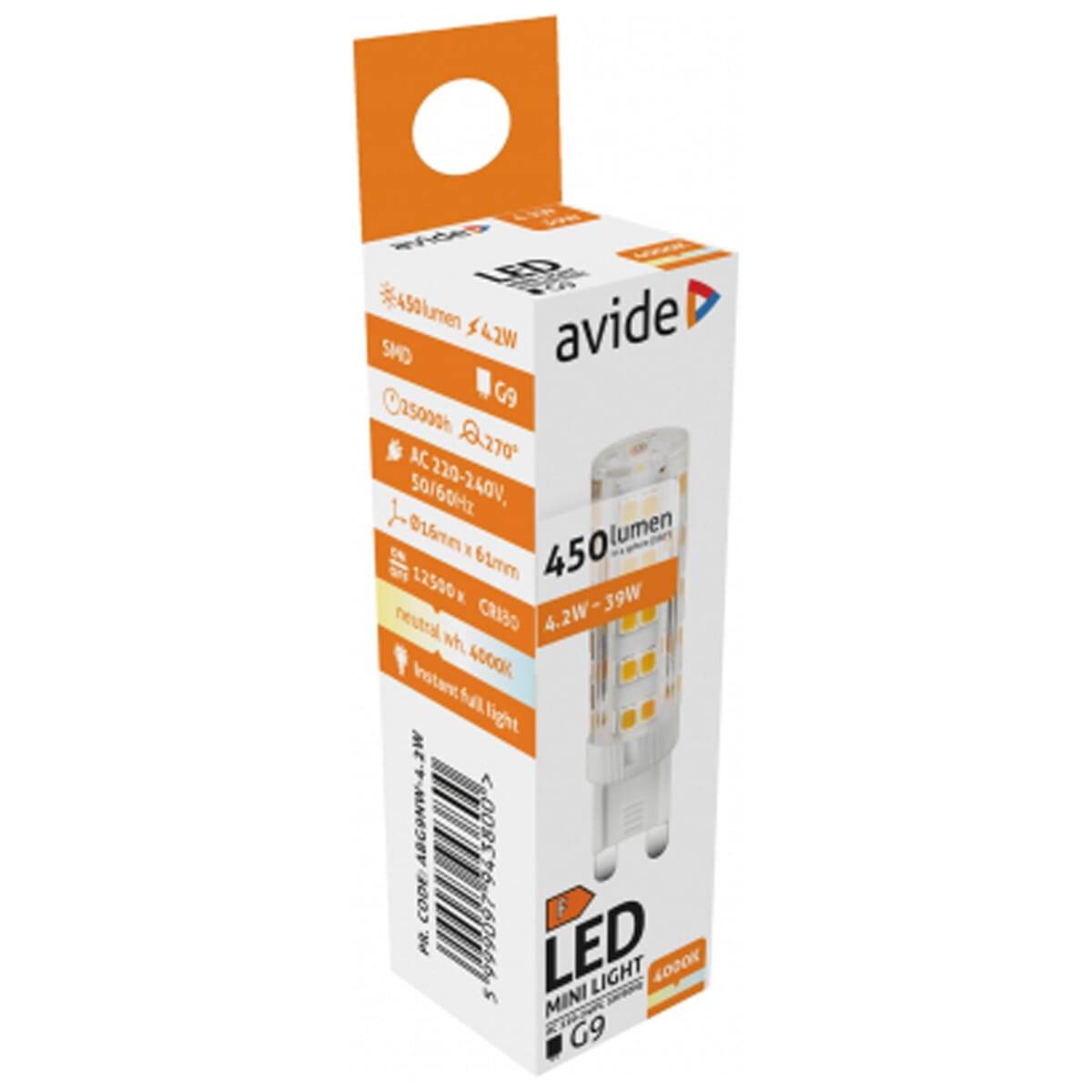 Avide G9 LED Insteeklamp 4.2W 220-240V - 4000K - 450lm - LED Lampjes Insteek - Wit licht - Vervangt 39W lamp - 10 stuks-3