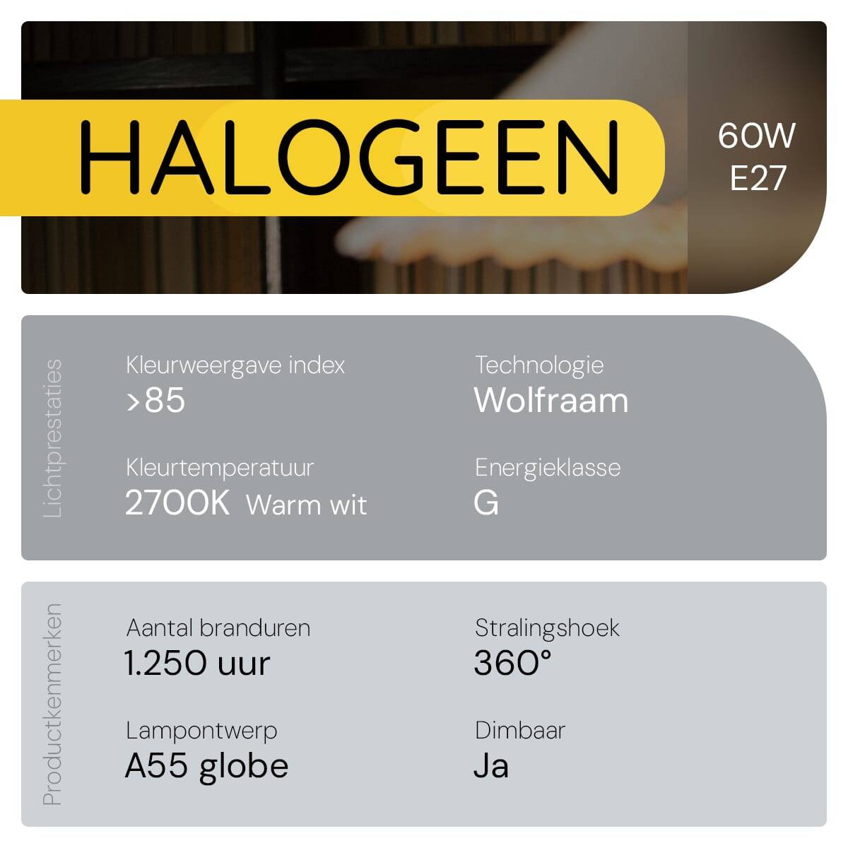 Technik E27 Wolfraam-Gloeilamp Dimbaar 60W - 2700K - Warm Wit - Gloeilamp Globe A55 - 10 stuks-2