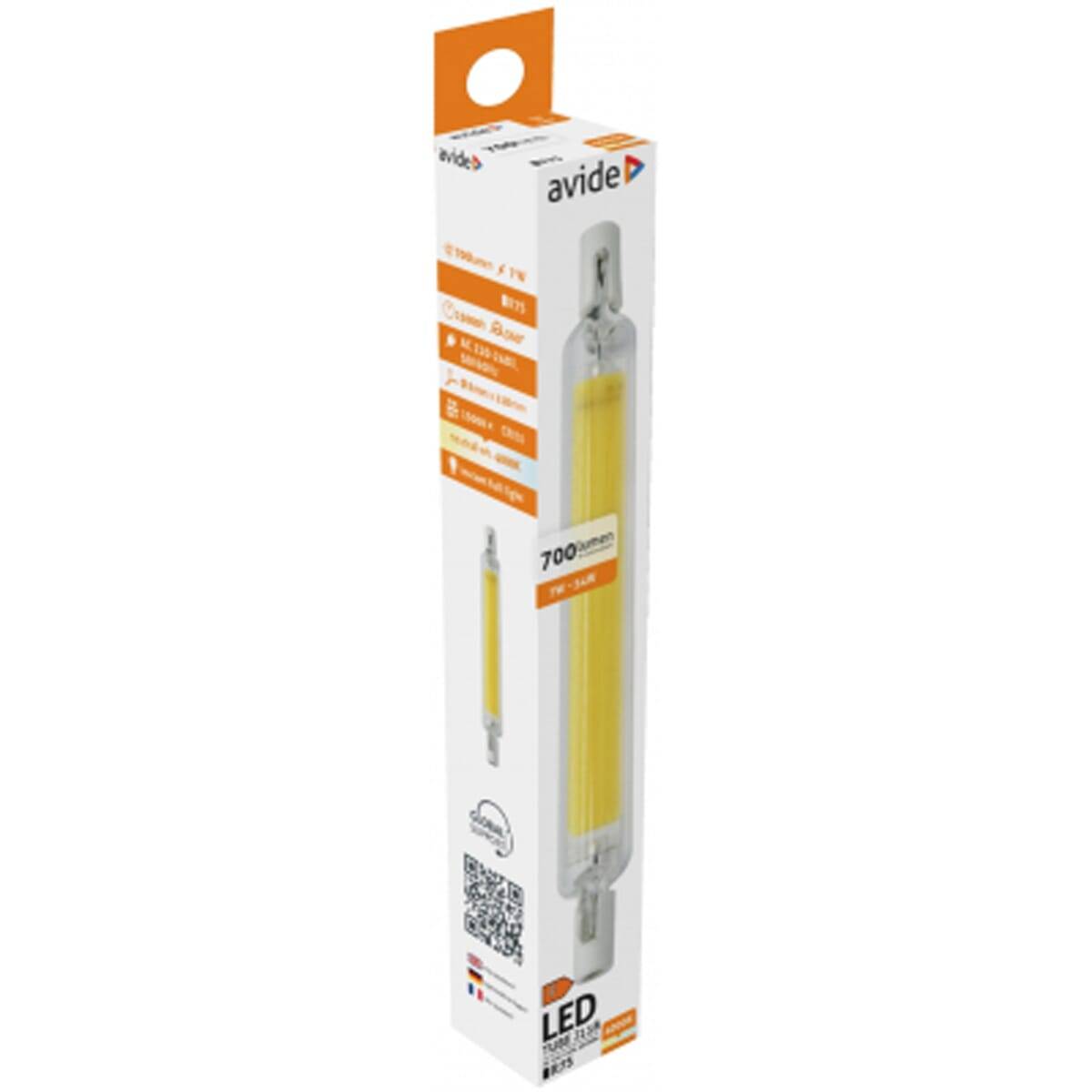 Avide R7s LED Staaflamp 118mm - 7W 220-240V - 4000K - 700lm - LED Lampjes Insteek - Wit licht - Vervangt 54W lamp - 3-3