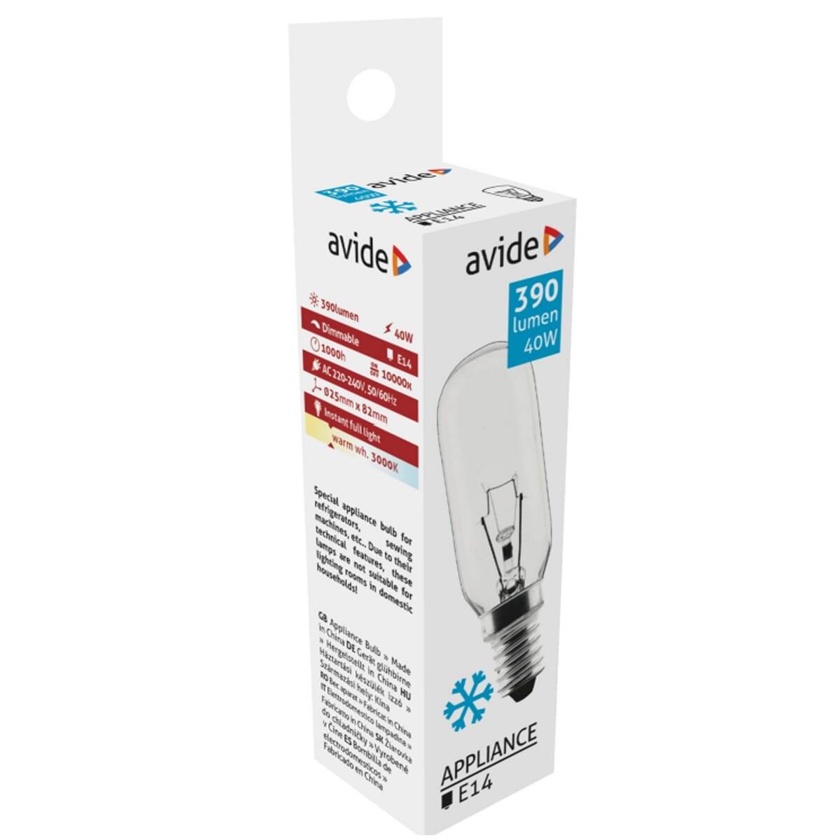 Avide E14 Koelkastlamp 40W 220-240V - 390lm - 3000K - Koelkastlamp - Warm wit licht-1