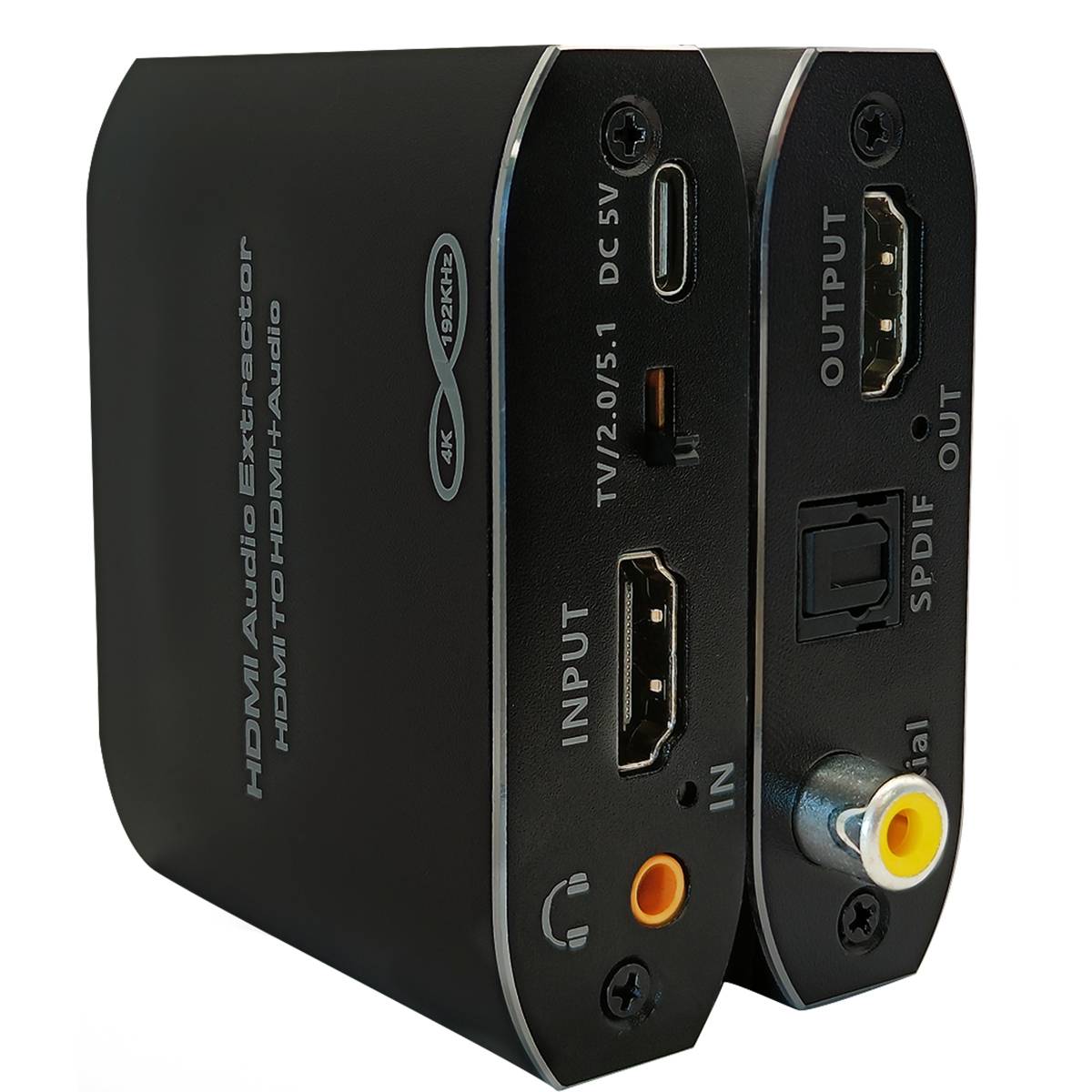 HDMI Audio Extractor 4K/2K - Audio Converter - HDMI In naar HDMI Out - Optisch (SPDIF), Coaxiaal + 3.5mm Audio - Met-0