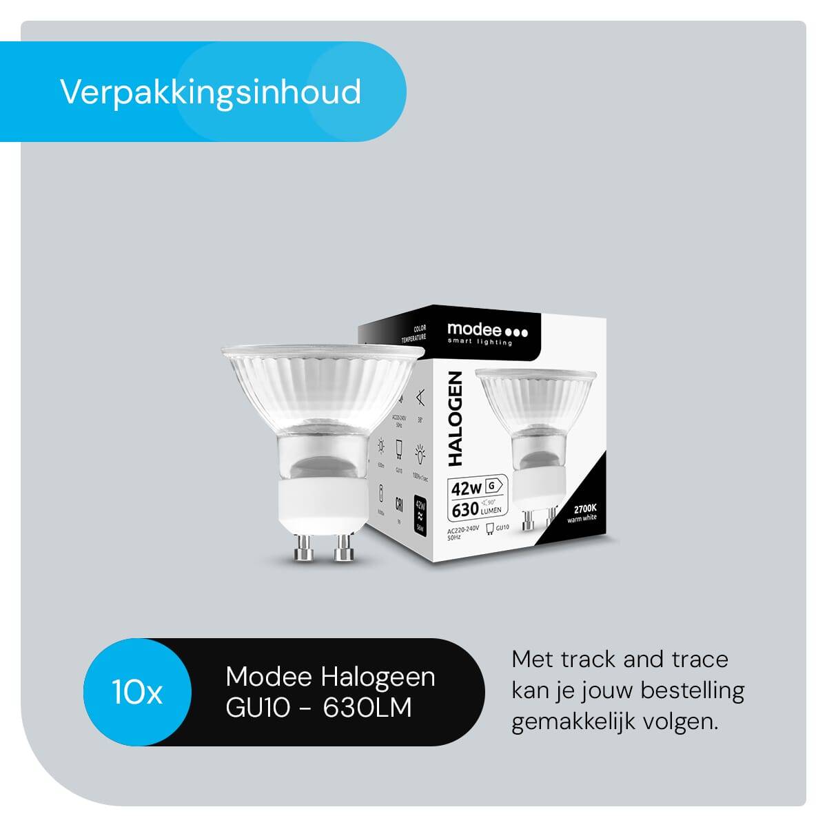 Modee GU10 Halogeen Lamp Dimbaar 42W ECO - 630lm - 2700K - Warm Wit - ECO Halogeen Spot - 10 stuk-4