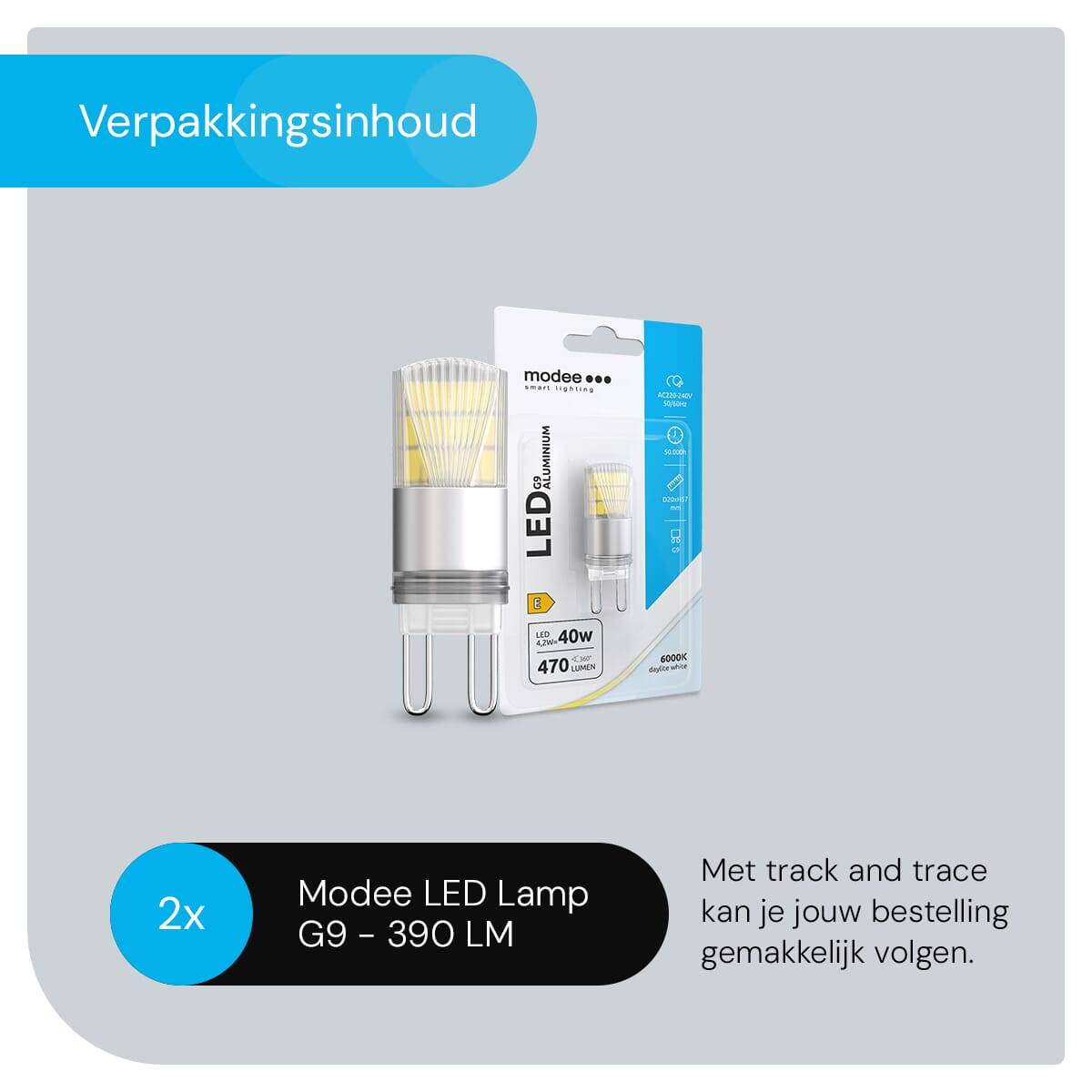 Modee LED Lamp G9 - 4.2W 6000K 390 LM 230V - LED Lamp insteek - Daglicht Wit - 2 stuks-4
