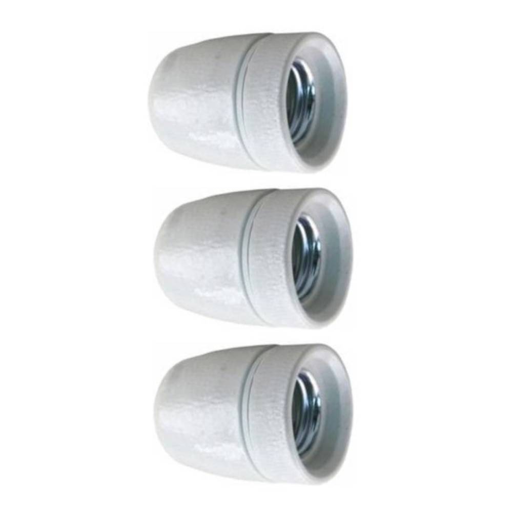 Lamphouder porselein - M10 - E27 - Wit - Per 3 stuks-0