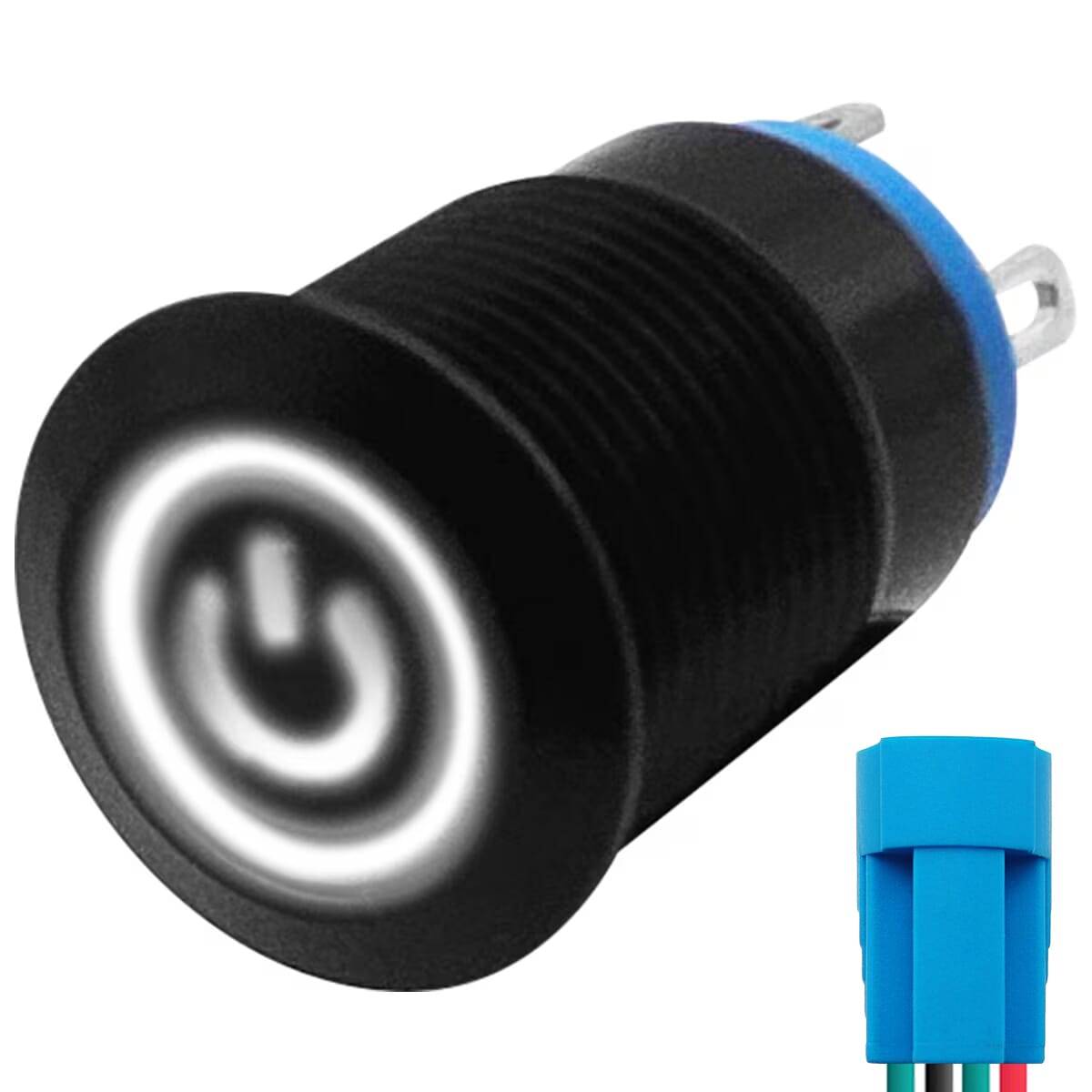 ProRide Metalen Drukschakelaar 220V ON-OFF - 12mm - Aan/uit schakelaar met Aansluitkabel - Spatwaterdicht - LED-0