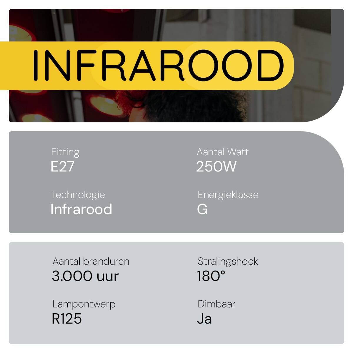 Technik E27 Infraroodlamp Dimbaar 250W - Half Infrarood Lamp R125-1