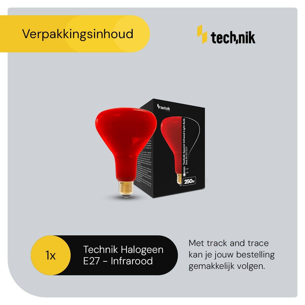 Technik E27 Infraroodlamp Dimbaar 250W - Volledig Infrarood Lamp R125-2