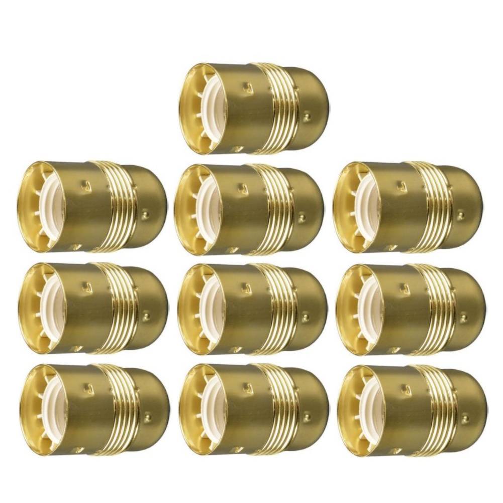 Lamphouder - Glad - E27 - Messing - Per 10 stuks-0