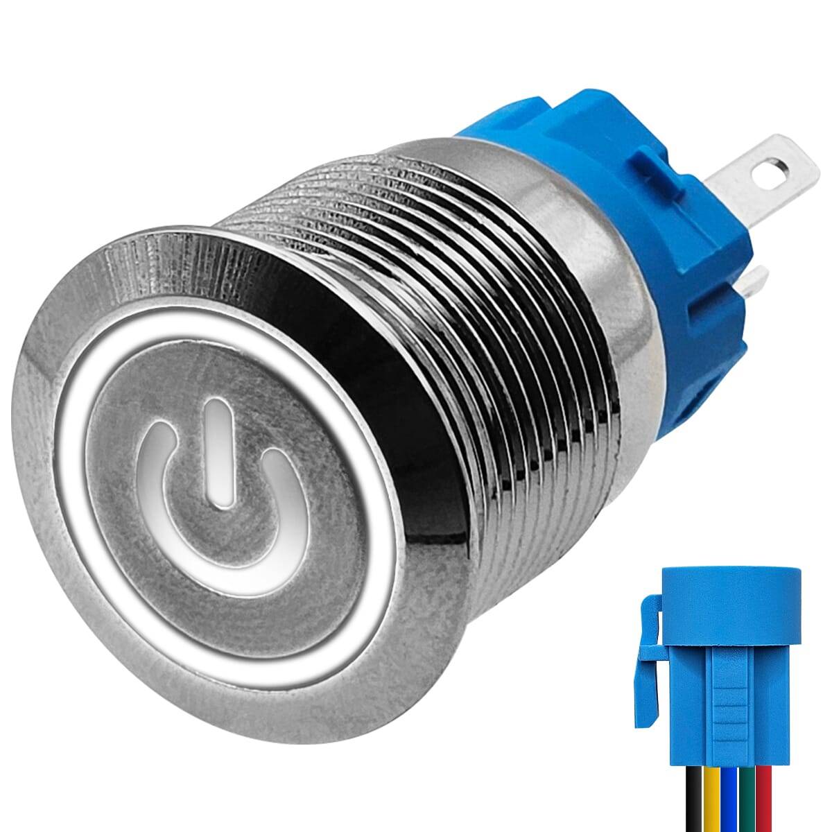 ProRide Metalen Drukschakelaar 220V ON-OFF - 19mm - Aan/uit schakelaar met Aansluitkabel - Spatwaterdicht - LED-0