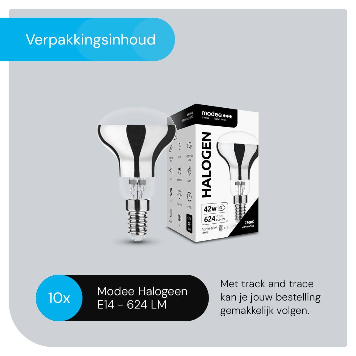 Modee E14 Halogeen Lamp Dimbaar 42W ECO - 624lm - 2700K - Warm Wit - ECO Halogeen Reflectorlamp R50 - 10 stuks-4