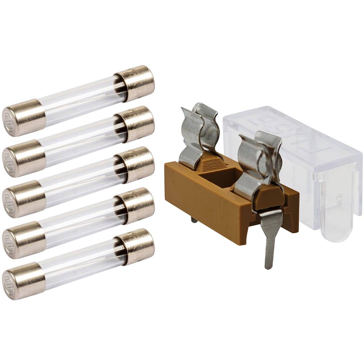 VLTG Zekeringhouder 5x20mm - Met 5 Glaszekeringen - 100mA - T (Traag)-0