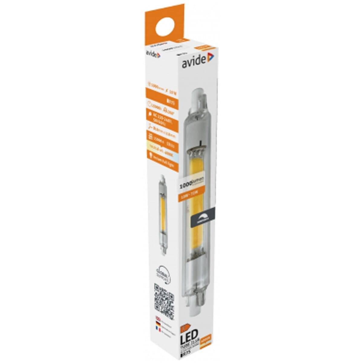 Avide R7S LED Staaflamp Dimbaar 118mm - 10W 220-240V - 4000K - 1000lm - LED Lampjes Insteek - Wit licht - Vervangt 72W-2
