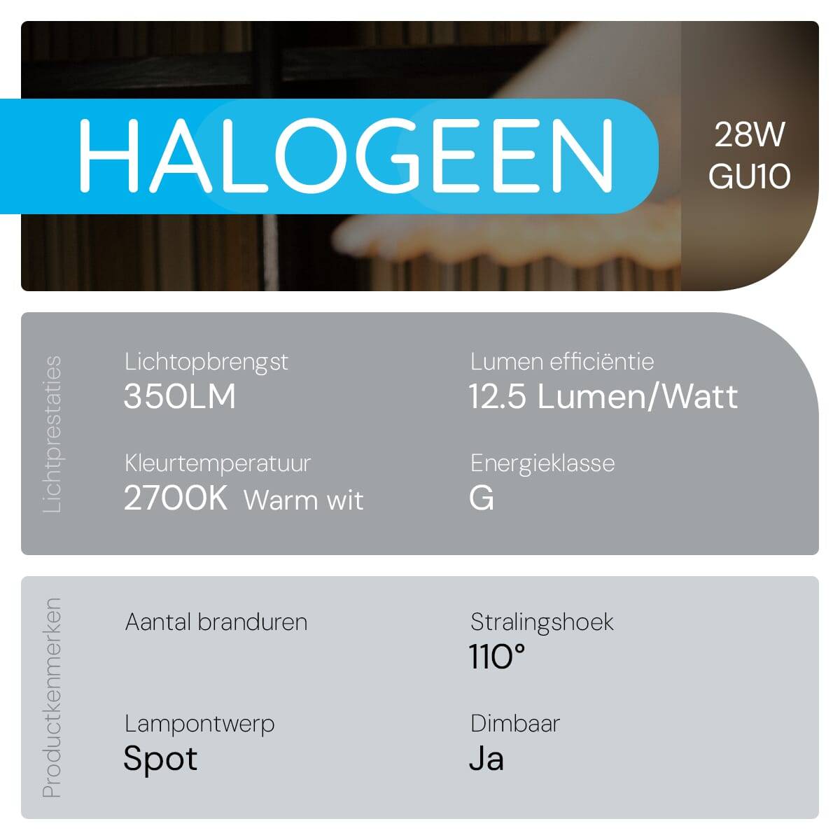 Modee GU10 Halogeen Lamp Dimbaar 28W ECO - 350lm - 2700K - Warm Wit - ECO Halogeen Spot - 3 stuk-3