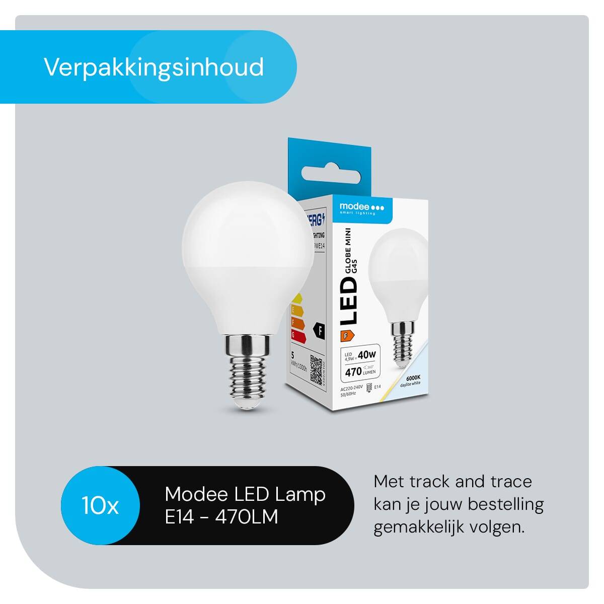 Modee E14 LED Lamp 4.9W - 470lm - 6000K - Daglicht Wit - LED Globe Mini P45 - Vervangt 40W Halogeen Gloeilamp - 10 stuks-4
