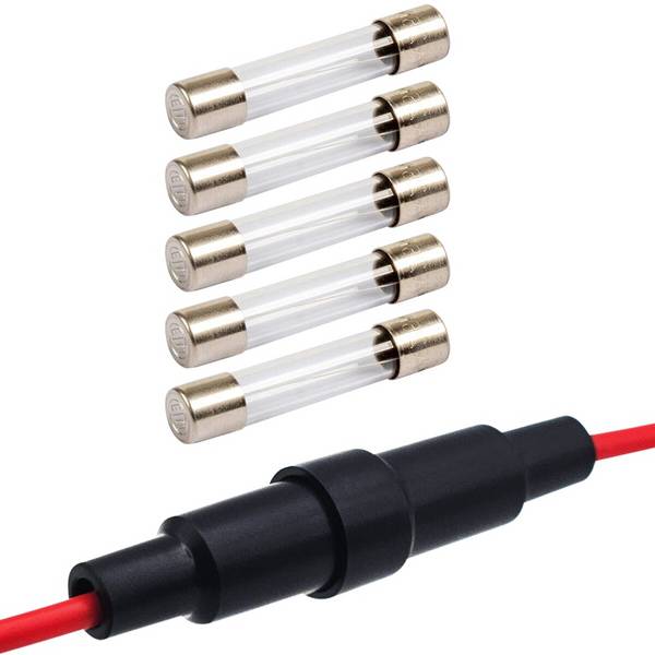VLTG Draad Zekeringhouder 5x20mm - Met 5 Glaszekeringen - 1.4A