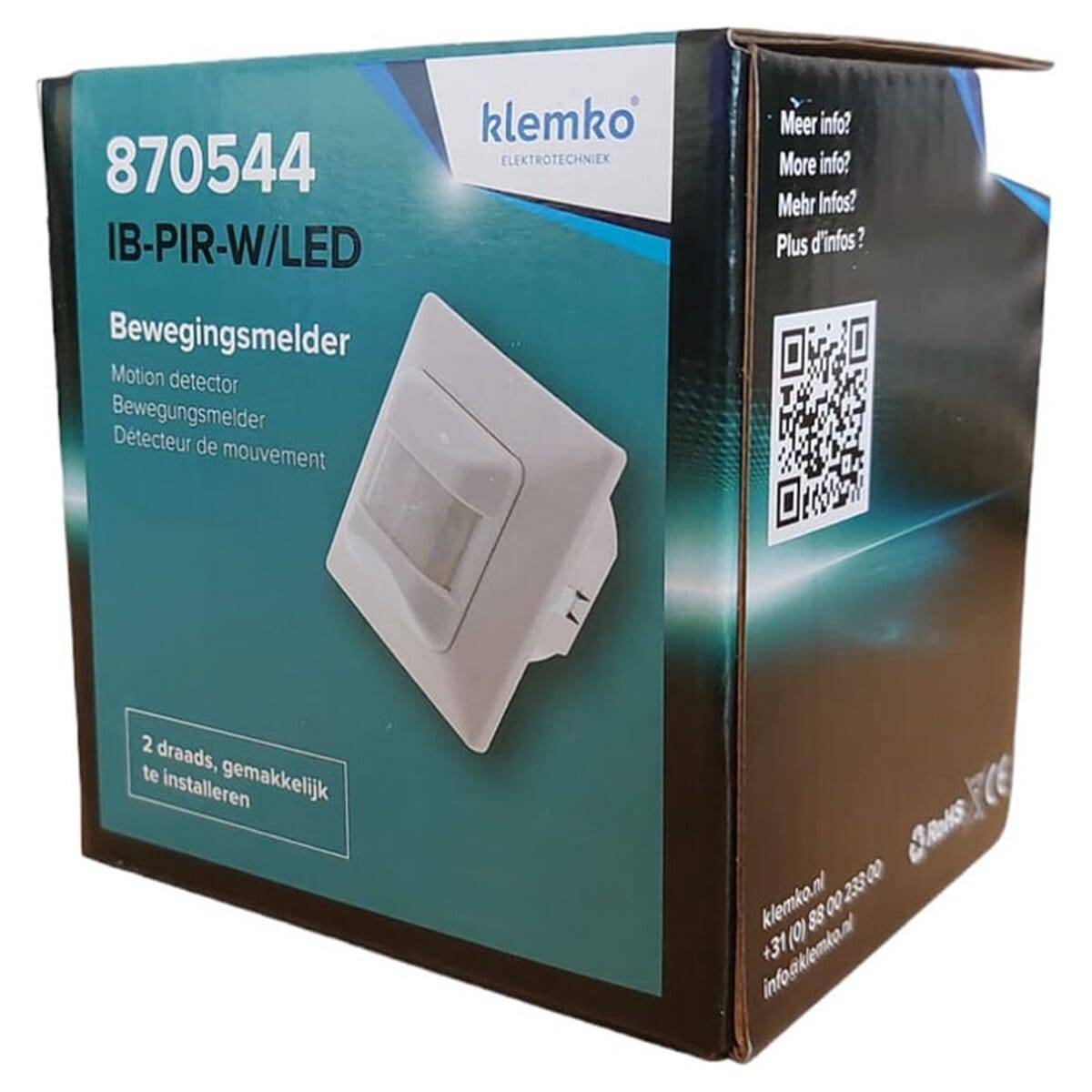 Klemko Bewegingsmelder wand - inbouw - 3-100W - 8m - IB-PIR-W/LED - Wit-1