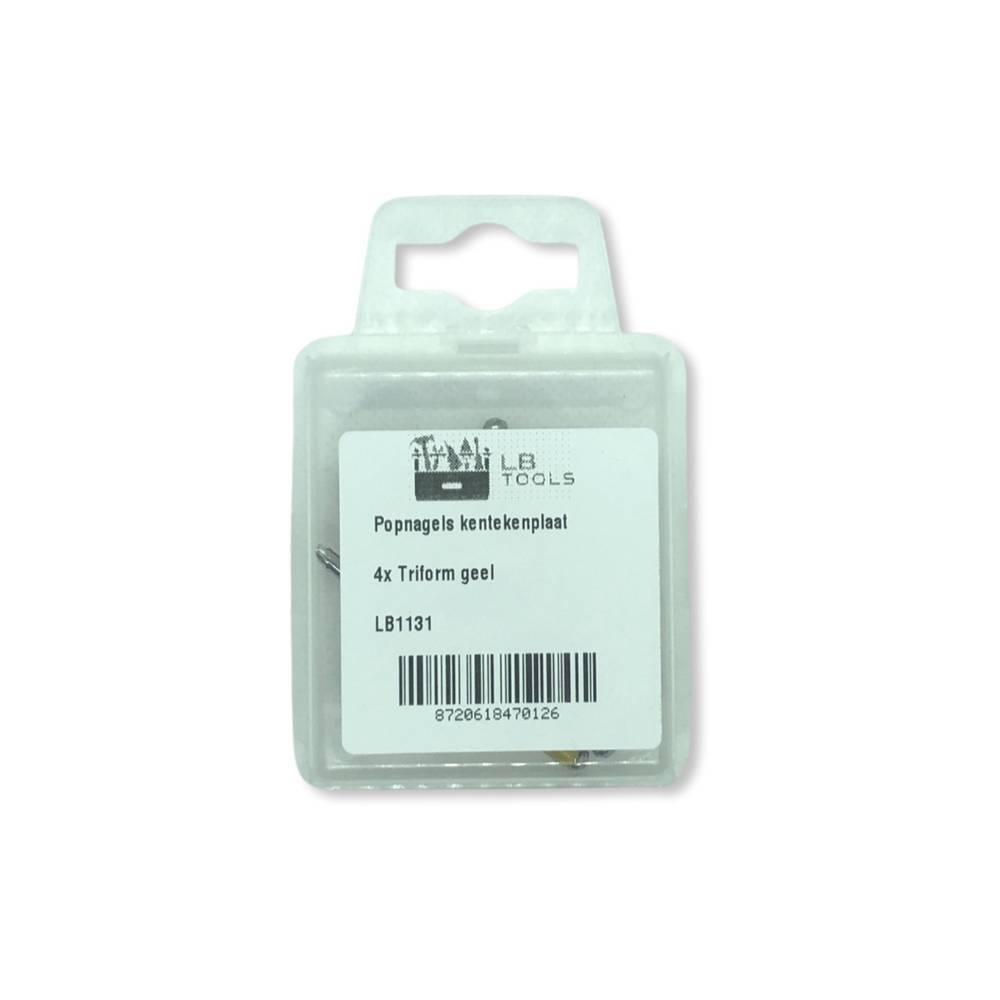 LB Tools Popnagels geel kentekenplaat aluminium (4 st)-1