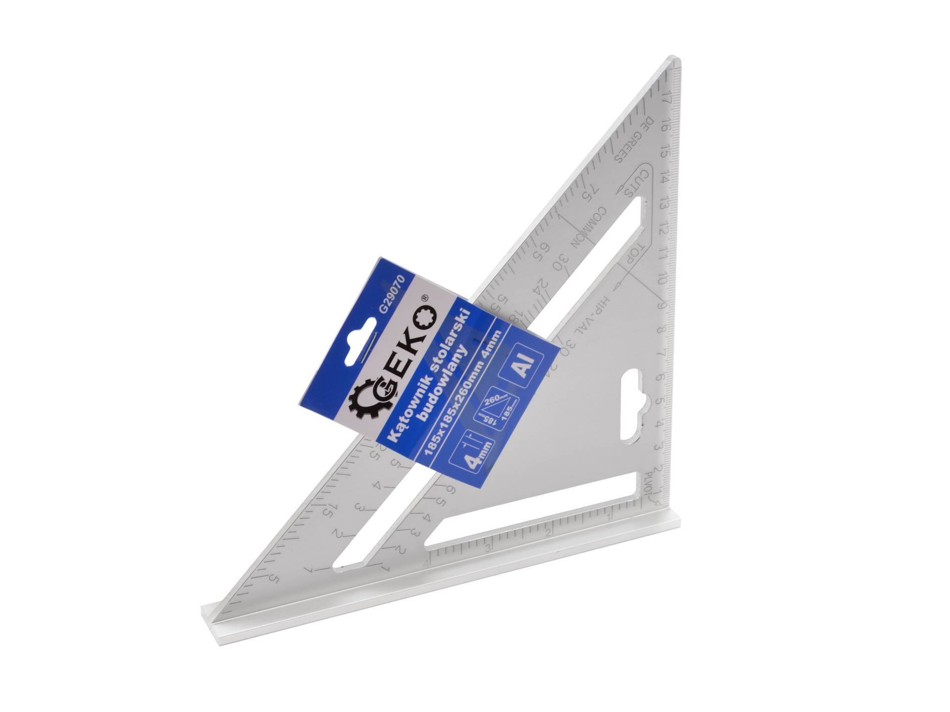GEKO Aluminium winkelhaak meetdriehoek 185x185x260mm-2