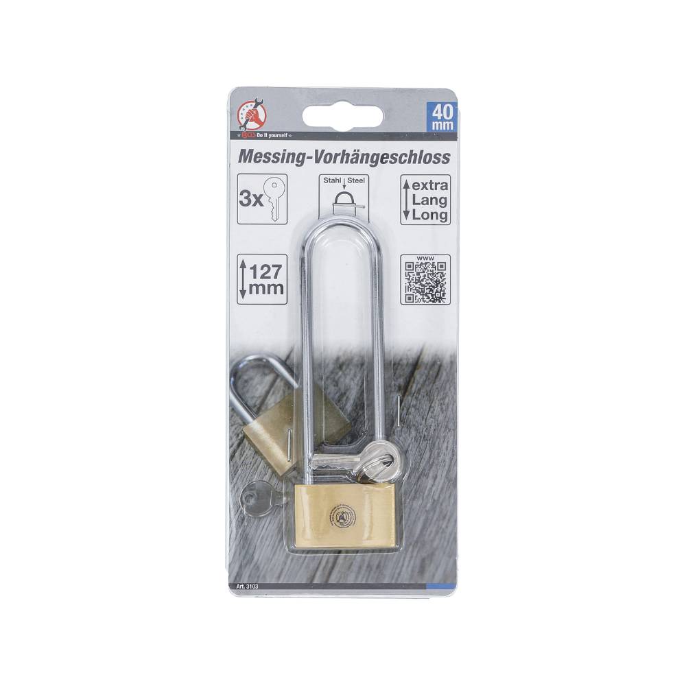 BGS Messing hangslot met extra hoge beugel | 40 mm breed-1