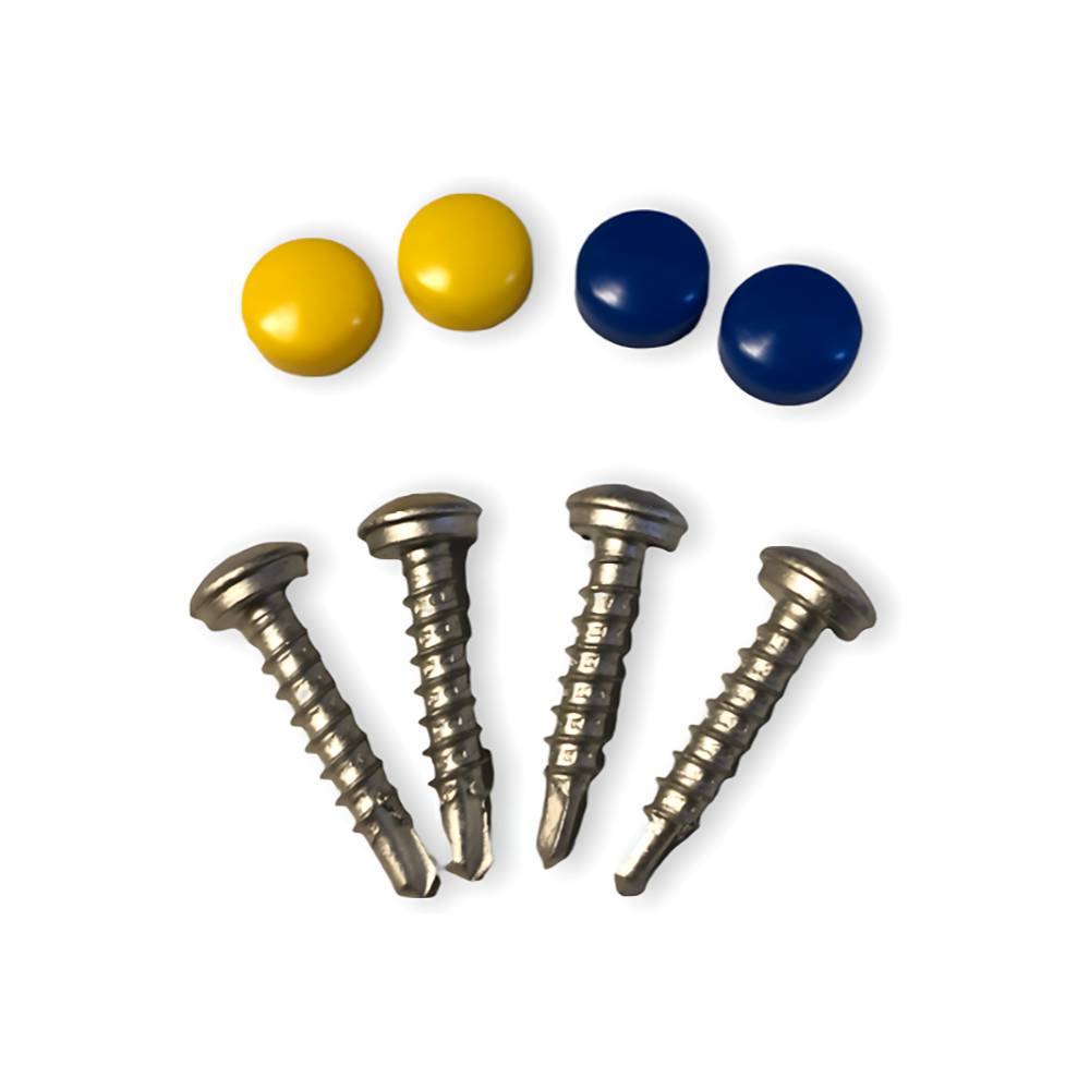 LB Tools 4x Kentekenplaatschroeven met 2x gele en 2x blauwe dopjes-0