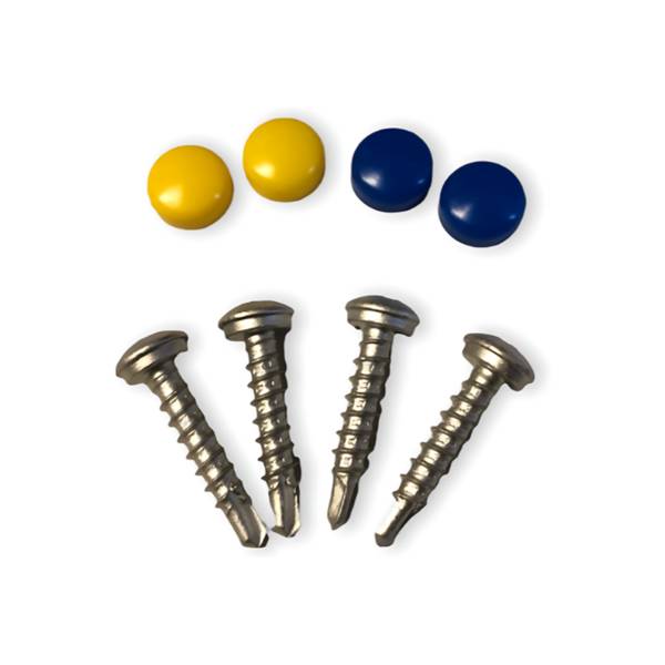 LB Tools 4x Kentekenplaatschroeven met 2x gele en 2x blauwe dopjes