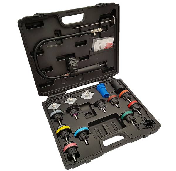 WEBER TOOLS Koelvloeistof afpers set met 13 test adapters