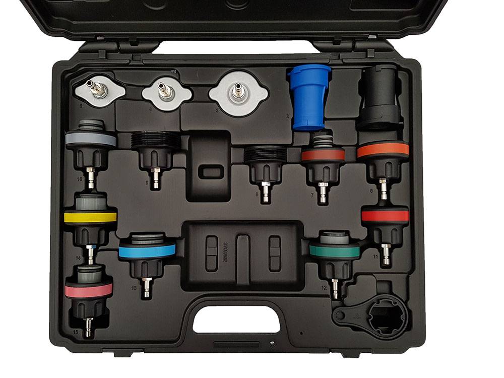 WEBER TOOLS Koelvloeistof afpers set met 13 test adapters-1