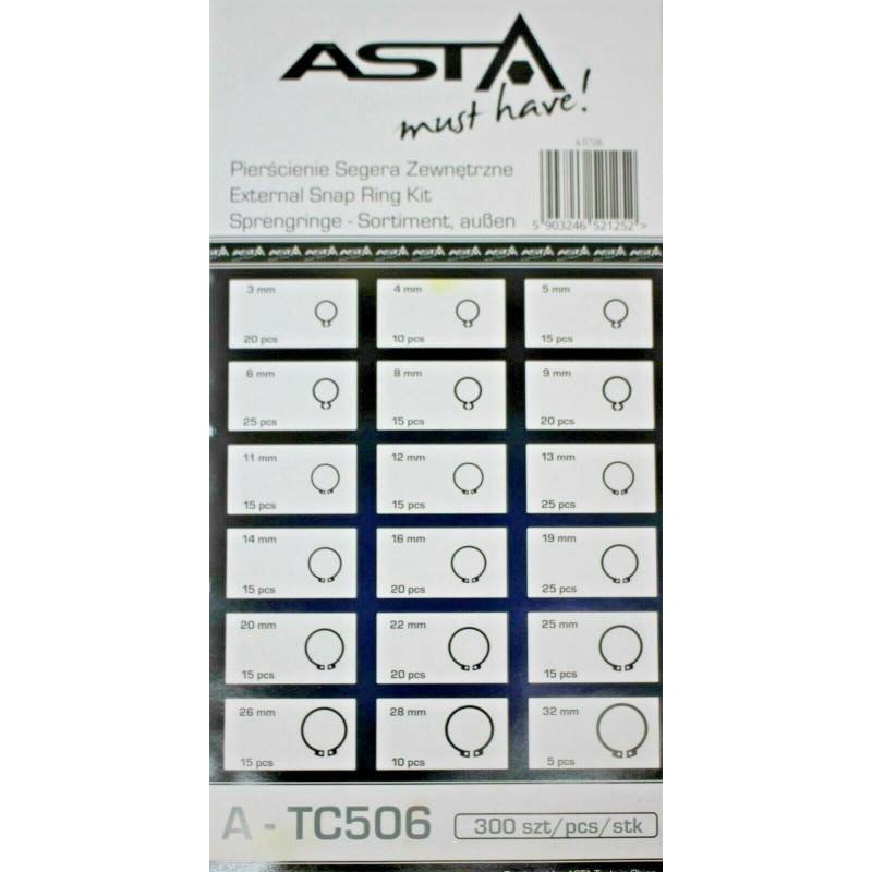 ASTA Assortiment Circlips seegering uitwendig 300-delig-1