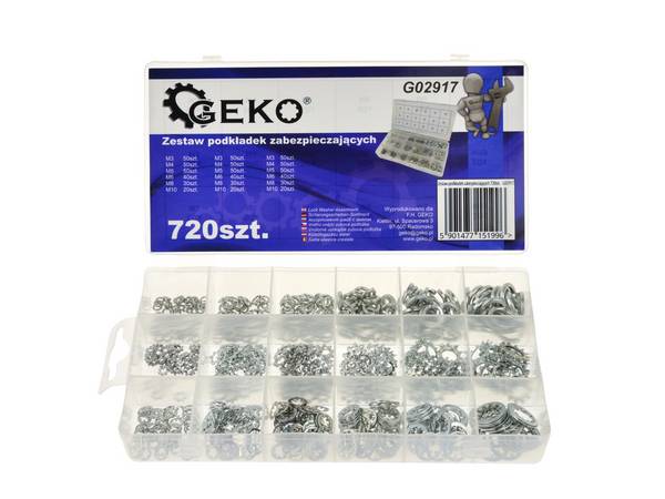 GEKO Assortiment diverse veerringen, sluitringen, borgringen 720st
