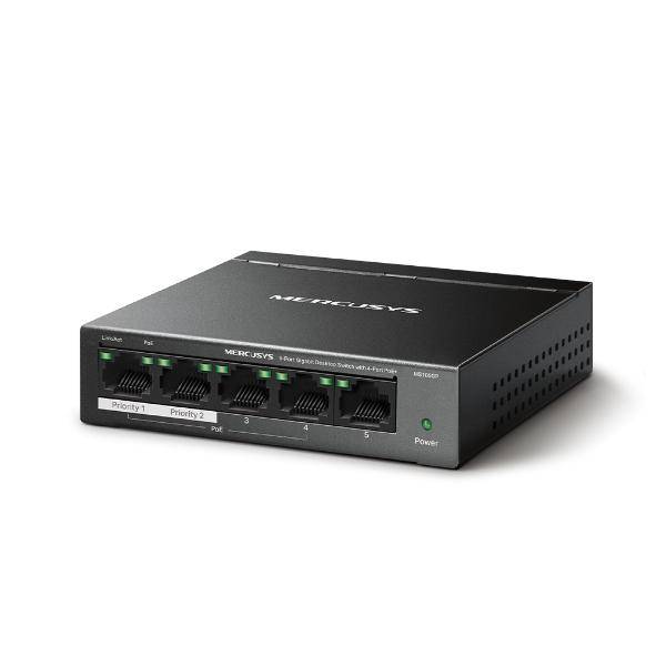 Mercusys MS105GP - Netwerkswitch - Gigabit Ethernet (10/100/1000) - Power over Ethernet (PoE) - Zwart-1