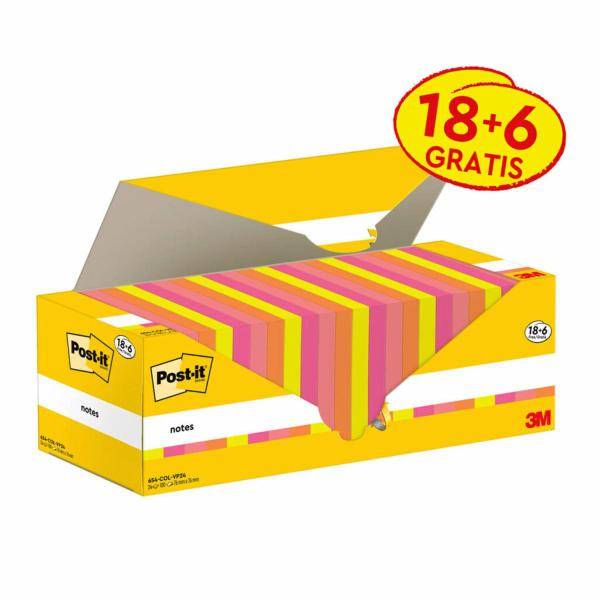 Memoblok 3M Post-it 654-COL 76x76mm kleur ass voordeelpak-1