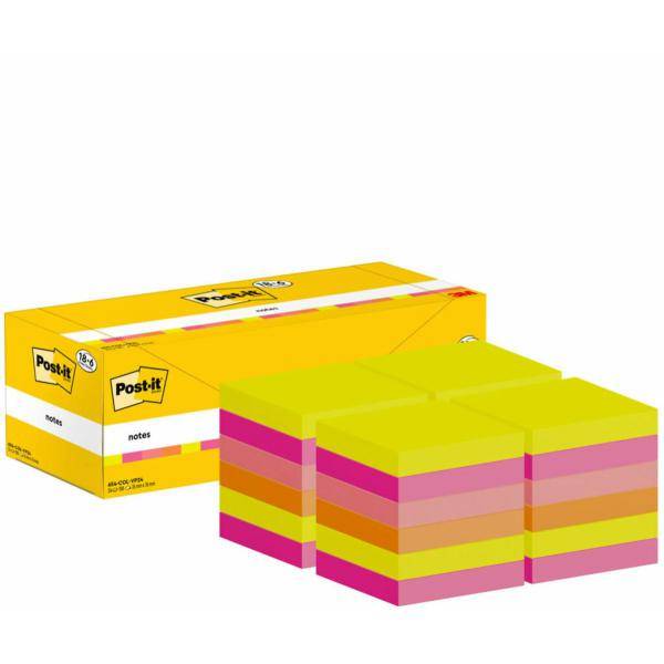 Memoblok 3M Post-it 654-COL 76x76mm kleur ass voordeelpak-2