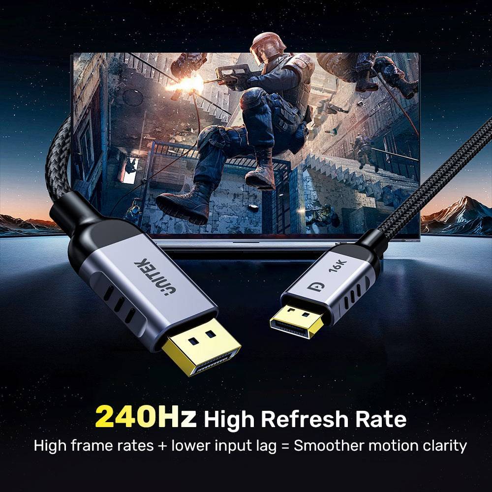 UTK UNITEK C1626GY01-1.5M DisplayPort kabel Zwart, Grijs-2