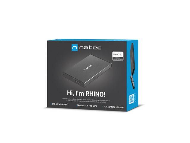 NATEC RHINO GO USB 3.0-behuizing voor 2,5'' SATA HDD/SSD, zwart aluminium-4