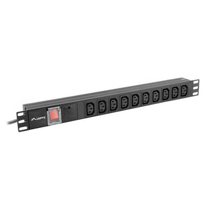 LANBERG PDU-10I-0200IEC Stekkerblok: beveiliging; Contact: 10; 230VAC; 10A; zwart; 2m; IP20 - 1 stuk-0