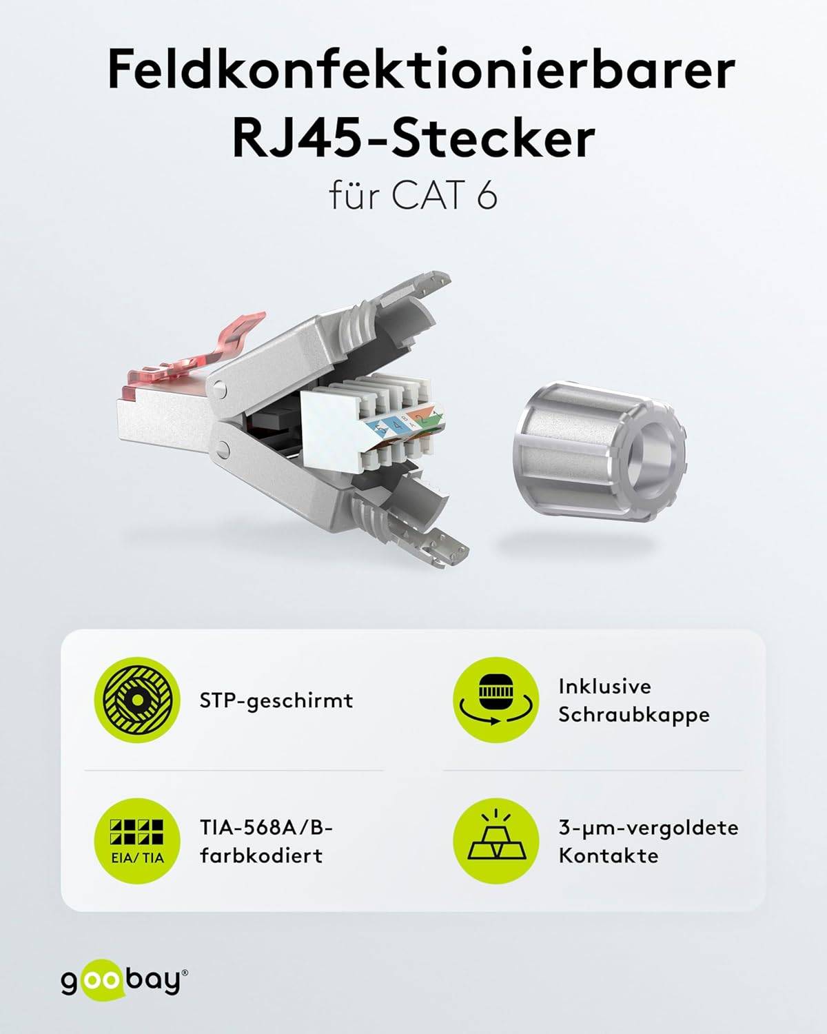 RJ45 toolless connector | CAT6 | STP | AWG22-26 | metaal | per stuk-1
