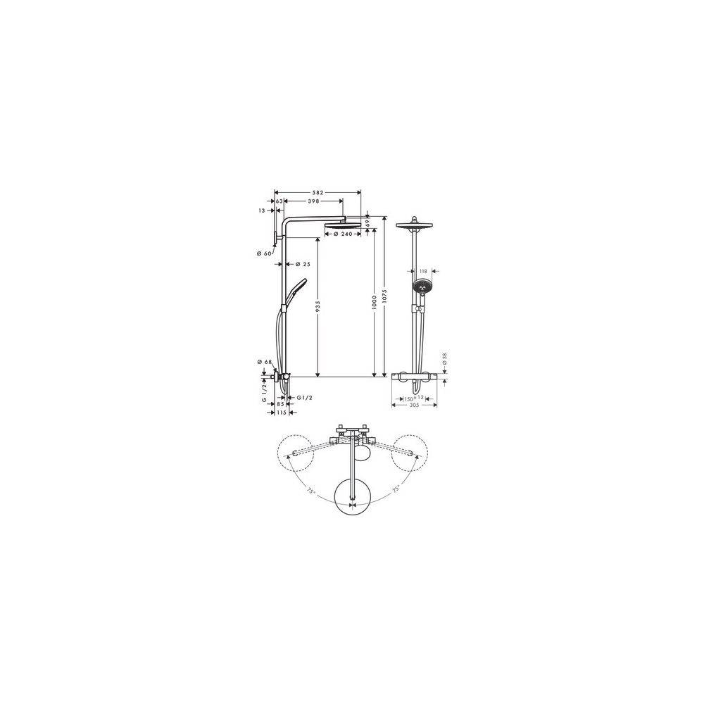 Hansgrohe Raindance Select S 240 2 jet showerpipe met thermostaat, hoofddouche en handdouche chroom-2