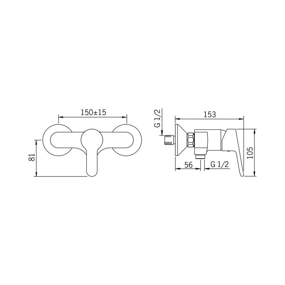 HANSAPRIMO douchemengkraan met S-kopp.1/2"x3/4"-1