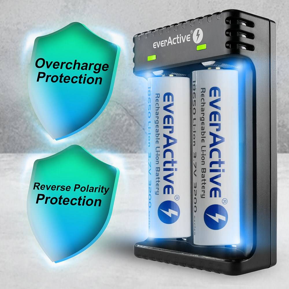 Oplader voor cilindrische li-ionbatterijen everActive LC-200-3