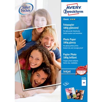 Avery-Zweckform Classic Photo Paper Inkjet 2496 Fotopapier DIN A4 180 g/m² 100 vellen Glanzend
